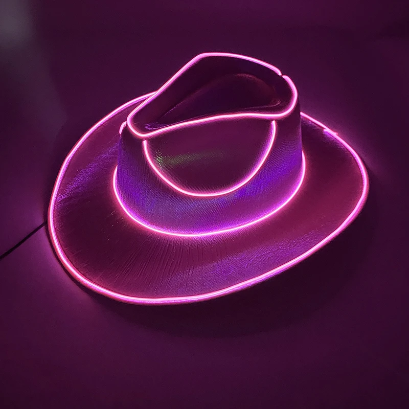 New Arrival Pearlescent Cowboy Hat Dance Costume Decorate Glowing Cowgirl Cap Glowing For Neon NightClub - Image 4
