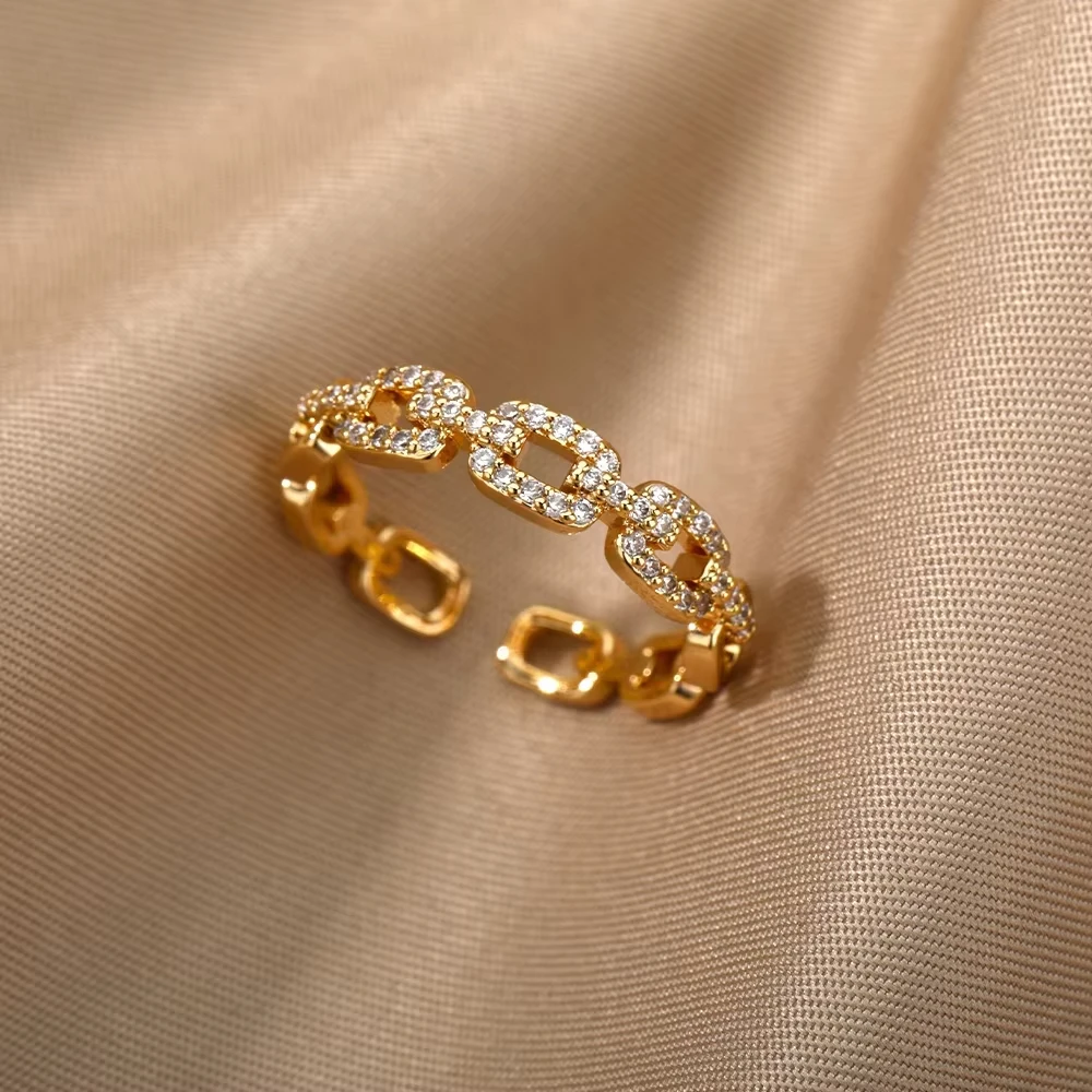 Luxury Zircon Geometric Rings For Women Stainless Steel Gold Color Open Ring Trendy Wedding Party Aesthetic Jewerly Gift Femme - Image 14