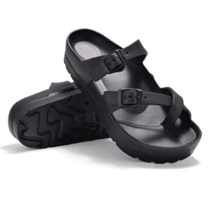 Bebealy Womens Platform Sandals with Arch Support Adjustable Buckle Beach Sandal Woman Comfort Lightweight Ultra Cushion Slides