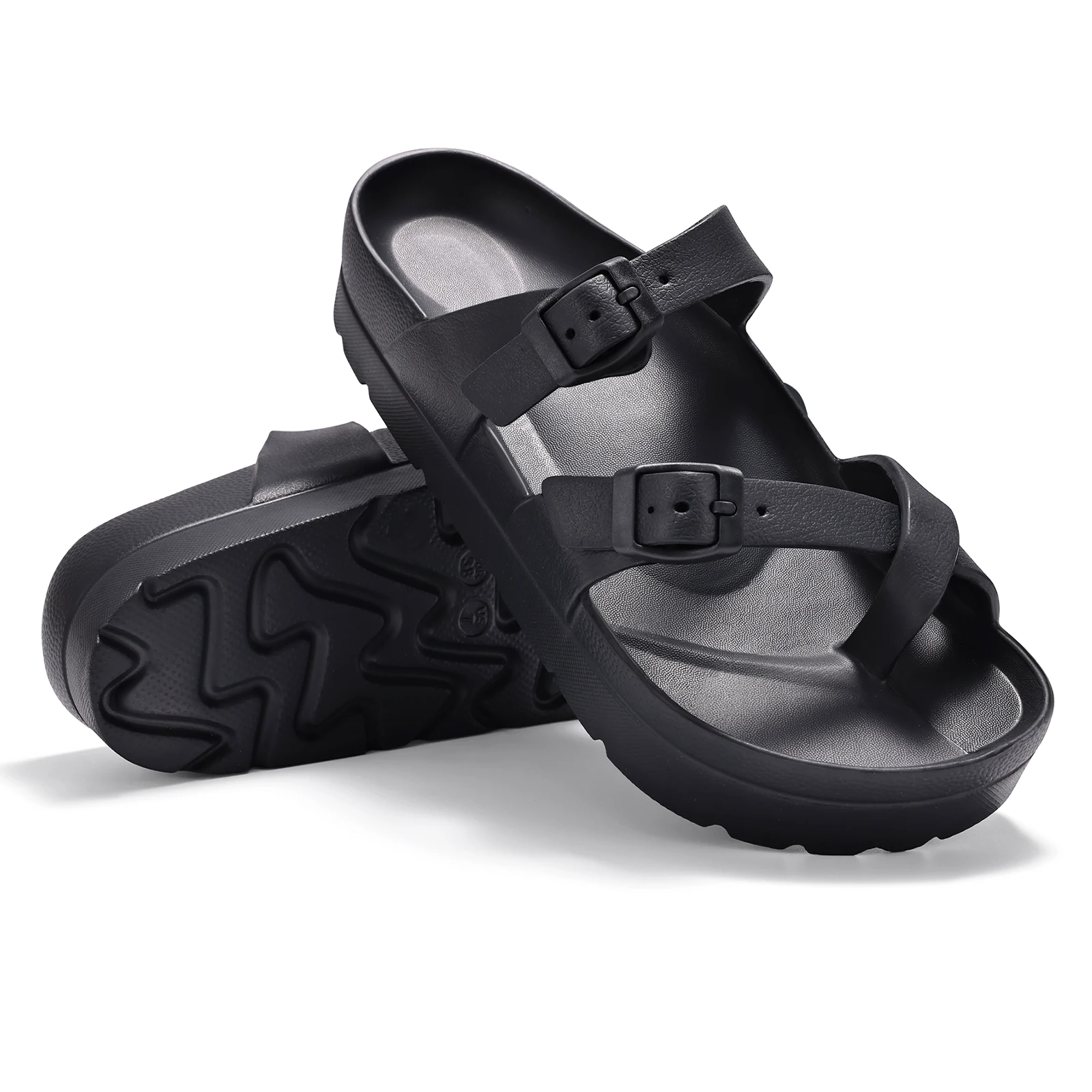 Bebealy Womens Platform Sandals with Arch Support Adjustable Buckle Beach Sandal Woman Comfort Lightweight Ultra Cushion Slides