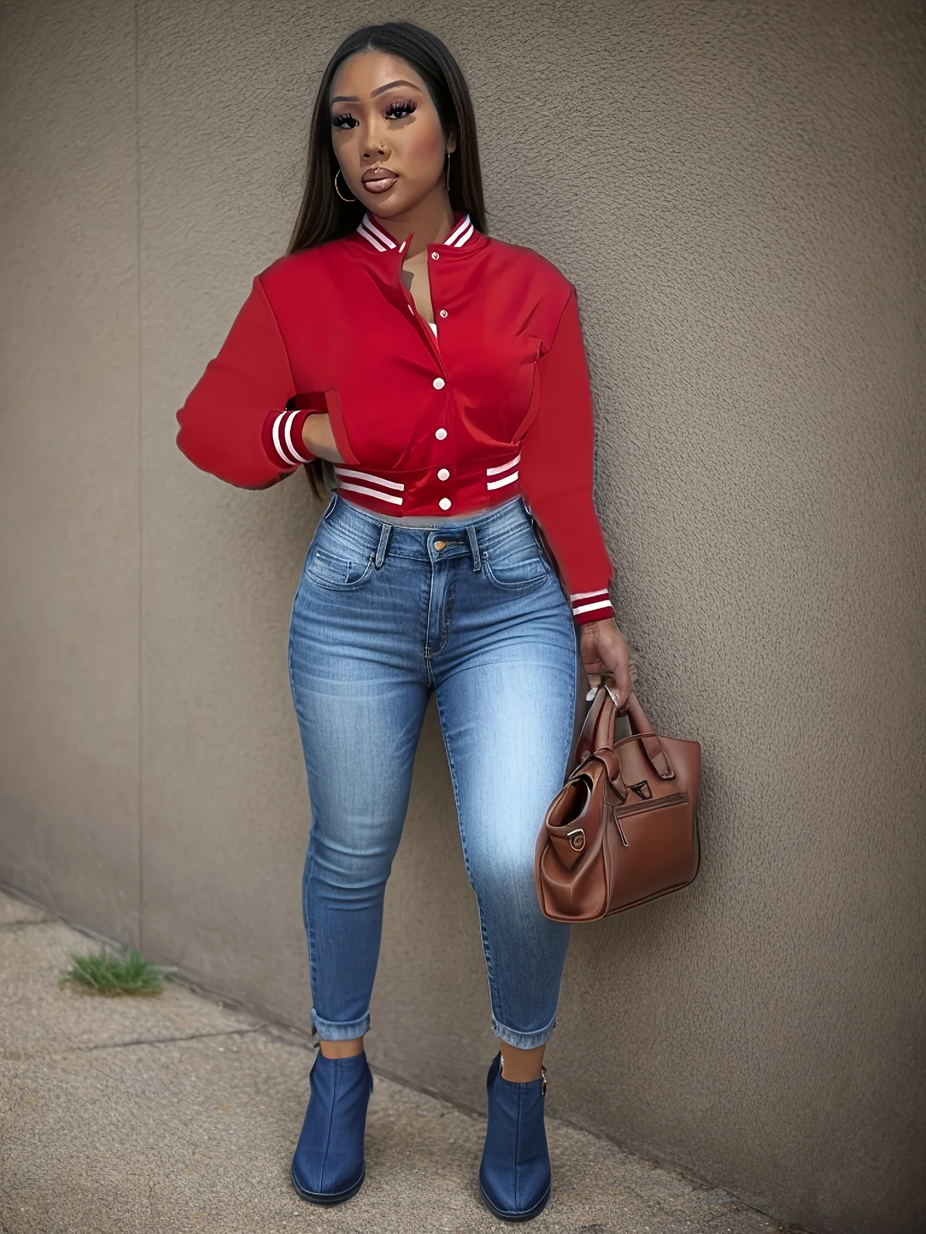 Spring and Autumn European and N Women's Pure Color Jacket Single-breasted Baseball Jacket Jacket - Image 9