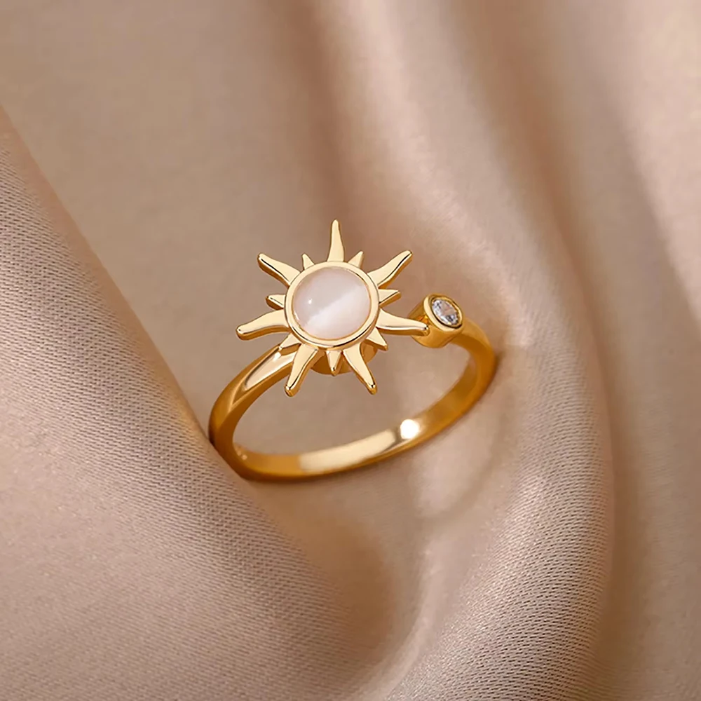 Luxury Zircon Geometric Rings For Women Stainless Steel Gold Color Open Ring Trendy Wedding Party Aesthetic Jewerly Gift Femme - Image 2