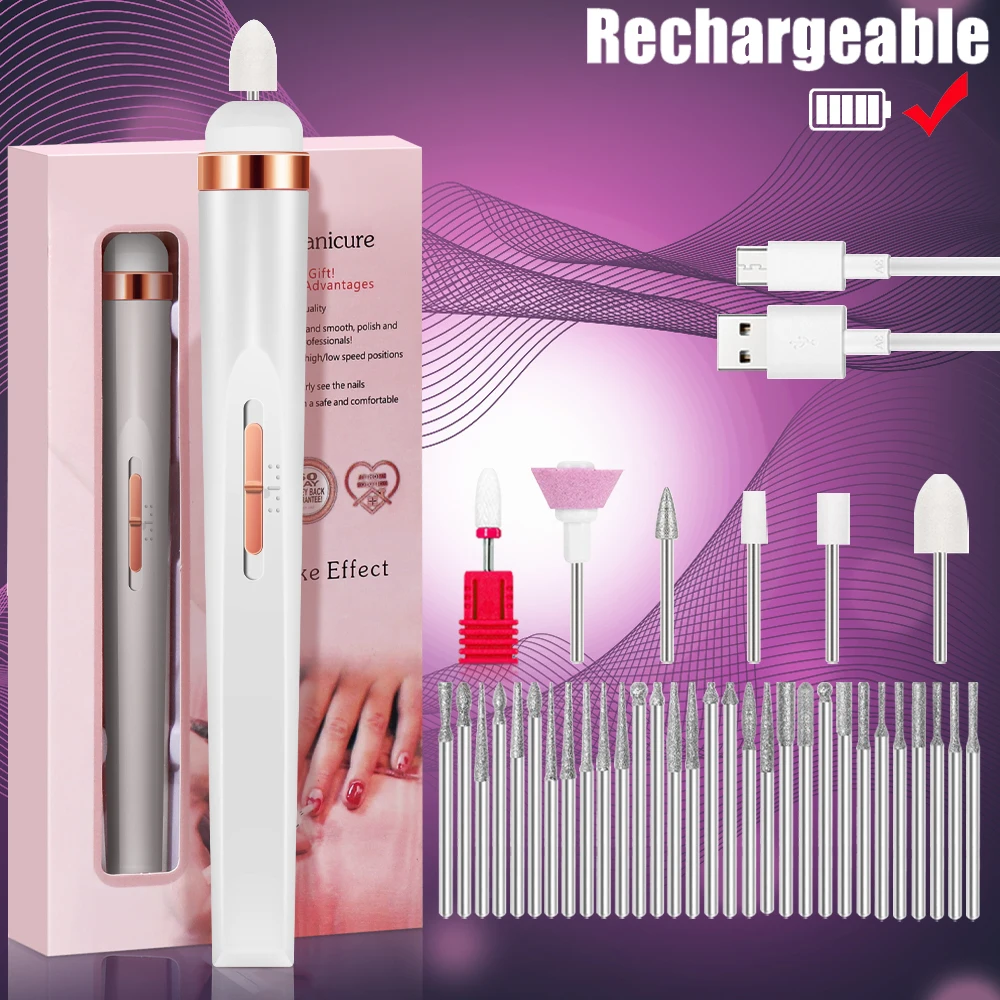 YIKOOLIN 5 in 1 Electric Nail Polish Drill Machine USB Charge Portable Manicure Set Exfoliation and Polishing for Nail Salon - Image 15