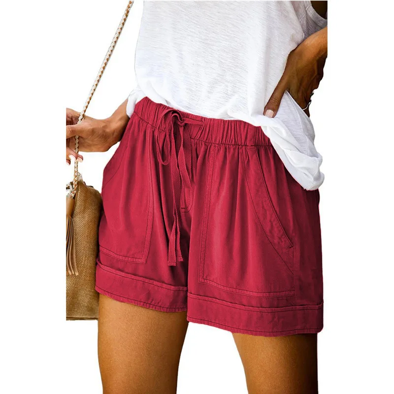 Casual Shorts for Women's 2023 Summer New European and American High Waisted Lace Up Loose Twill Wide Leg Pants - Image 13