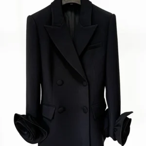 HIGH STREET Newest Fashion Designer Jacket Women's Flowers Appliques Double Breasted Blazer