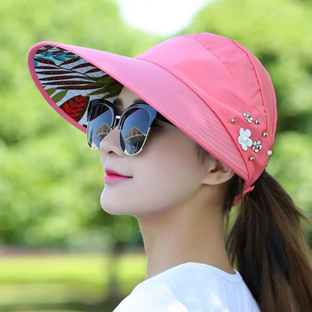 Fashion Womens Ladies Summer Vacation Wide Brim Foldable Sun Hat Anti-UV Beach Visor Caps Casual Hats - Image 6