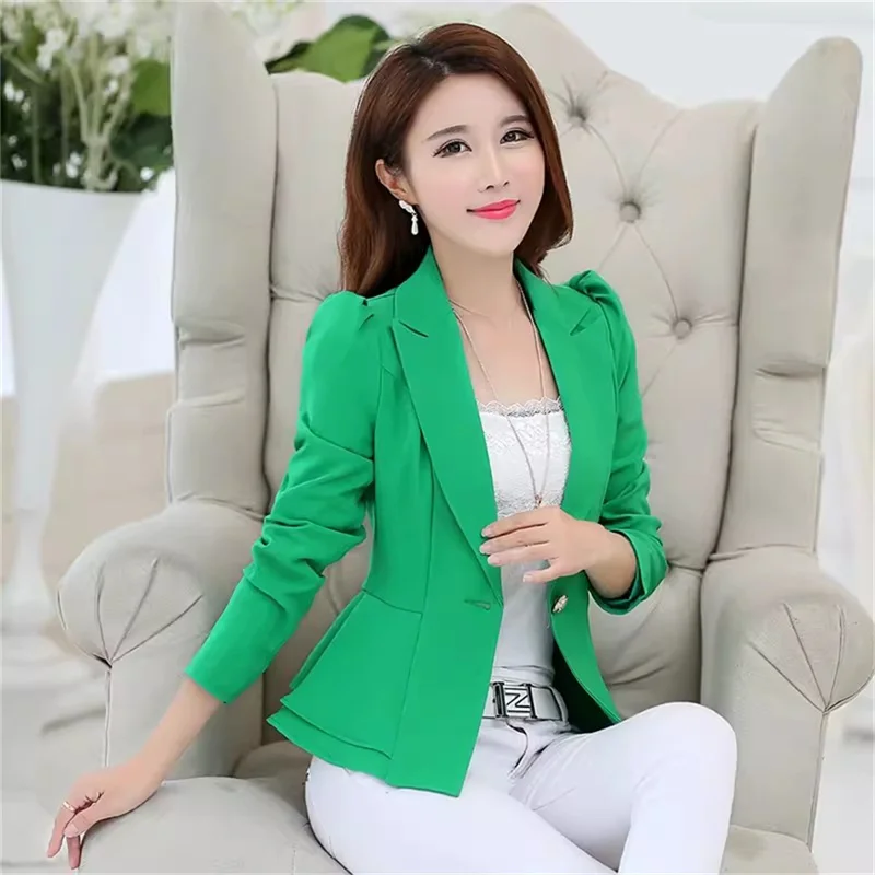  Spring Outfit New Long Sleeved Suit Jacket Women's Jacket Korean Slim Fit Ruffled Edge Blazer Women's Short Solid Colored Suit - Image 6