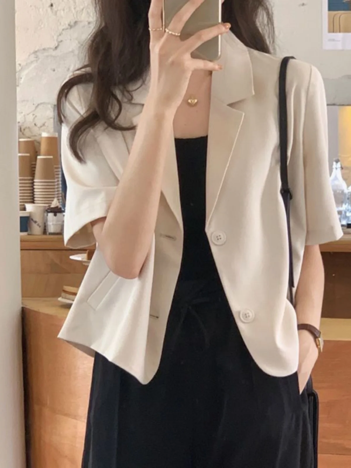 Summer New Sle Women's ort Sve Suit Casual Loose Fit Thin Sun Protection Outerwear Korean Version Drapey Wester - Image 2