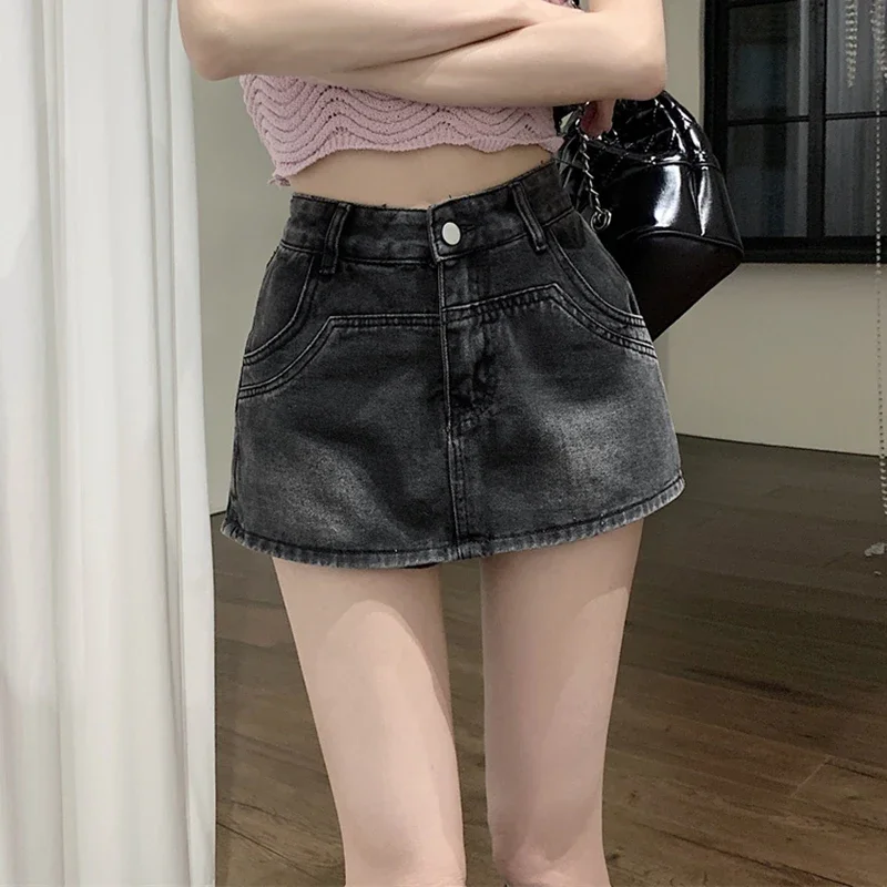 Ins Summer Women High Waist Vintage Shorts Skirts Lady Sexy Nightclub Denim Dress Female Punk Light Blue Black Grey Jeans Dress - Image 6