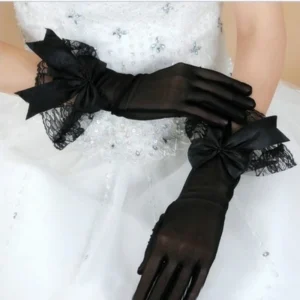 Fashion Bride Bowknot Gauze Lace Gloves Women White Gloves Sunscreen Driving Gloves Marriage Party Accessories
