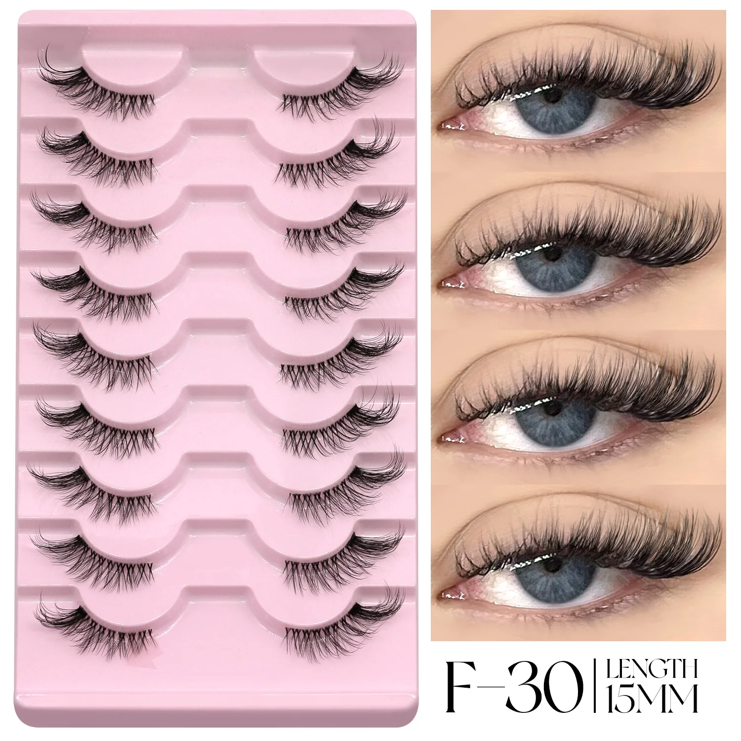 GROINNEYA Half Eyelashes Fluffy Cat Eye Lashes Style Natural Long 3D Faux Mink Lashes Winged End Eye Elongated Eyelash Extension - Image 18