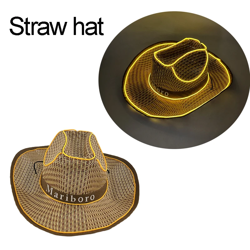 New Arrival Pearlescent Cowboy Hat Dance Costume Decorate Glowing Cowgirl Cap Glowing For Neon NightClub - Image 31
