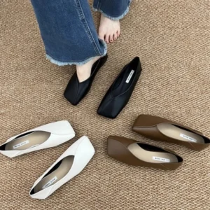 2025 Spring Autumn Slip On Women Mary Jane Shoes Fashion Female Outdoor Soft Leather Dress Flats Shoes