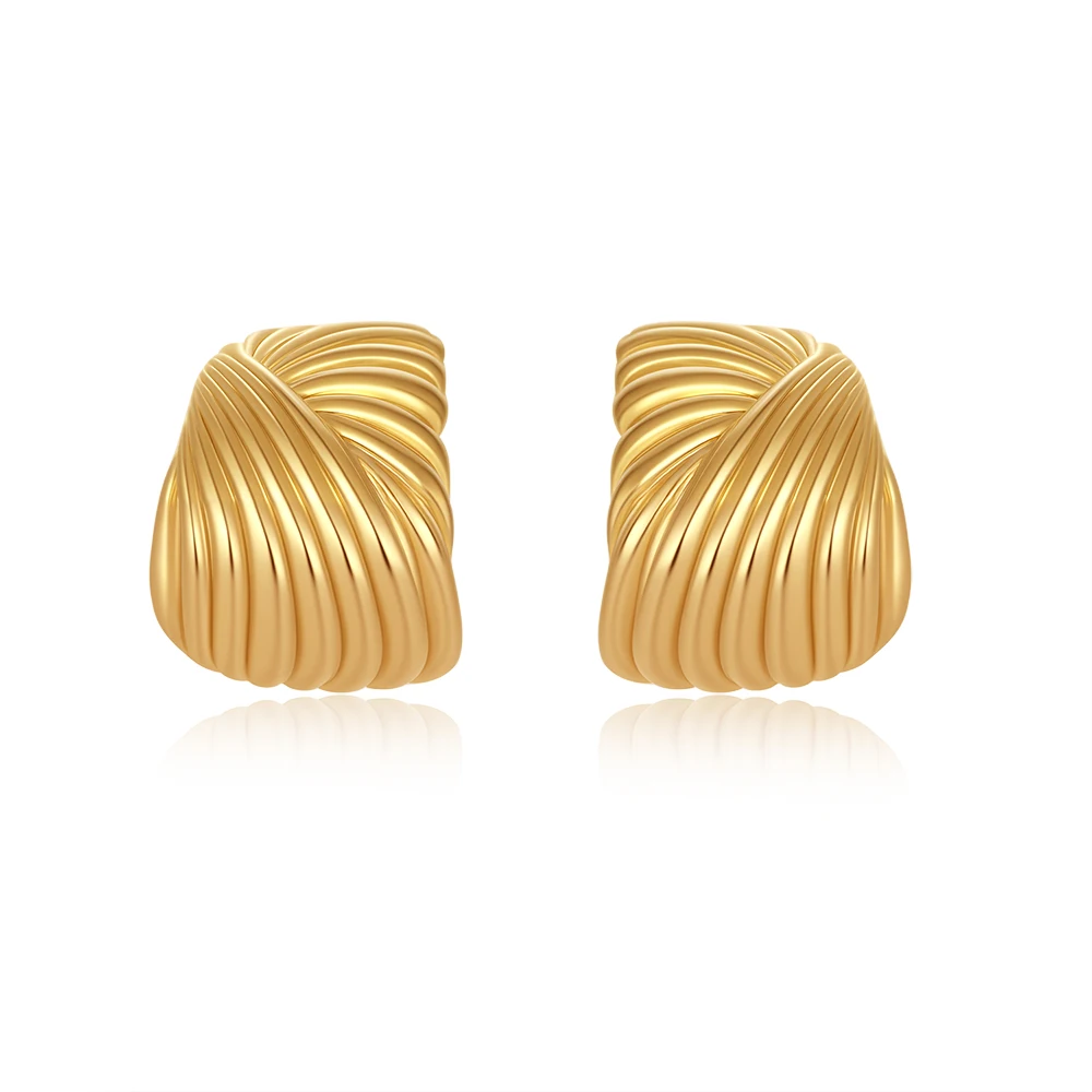 Vintage Texture Gold Plated Stainless Steel Earrings for Women Geometric Circle Twist Statement Earring Fashion Jewelry Bijoux - Image 26