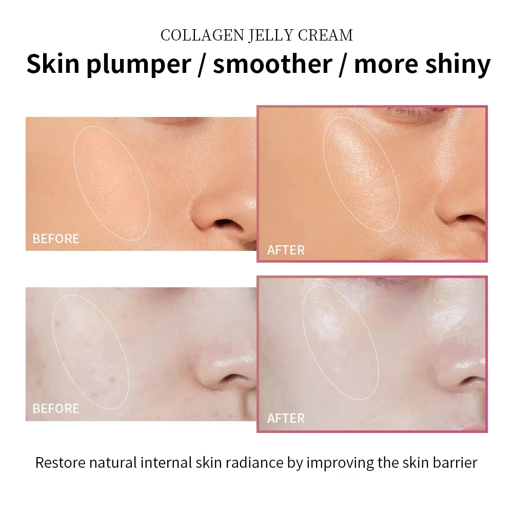 Collagen Jelly Cream Niacinamide Tightening Soothing Moisturizing Anti-Aging Firmness Hydration Skincare 100ml Face Gel - Image 4