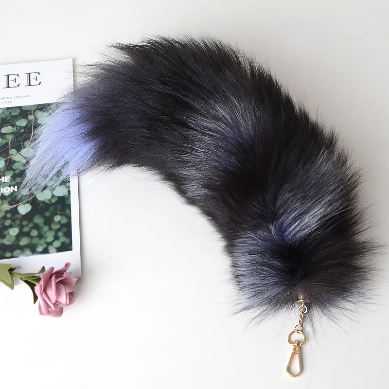 2024 New Fashion Fox Tail Keychain Wolf Tail Fur Tassel Bag Tag Black And Brown Pom Pom Charm Keyring Holder Strap Chain Gifts - Image 15