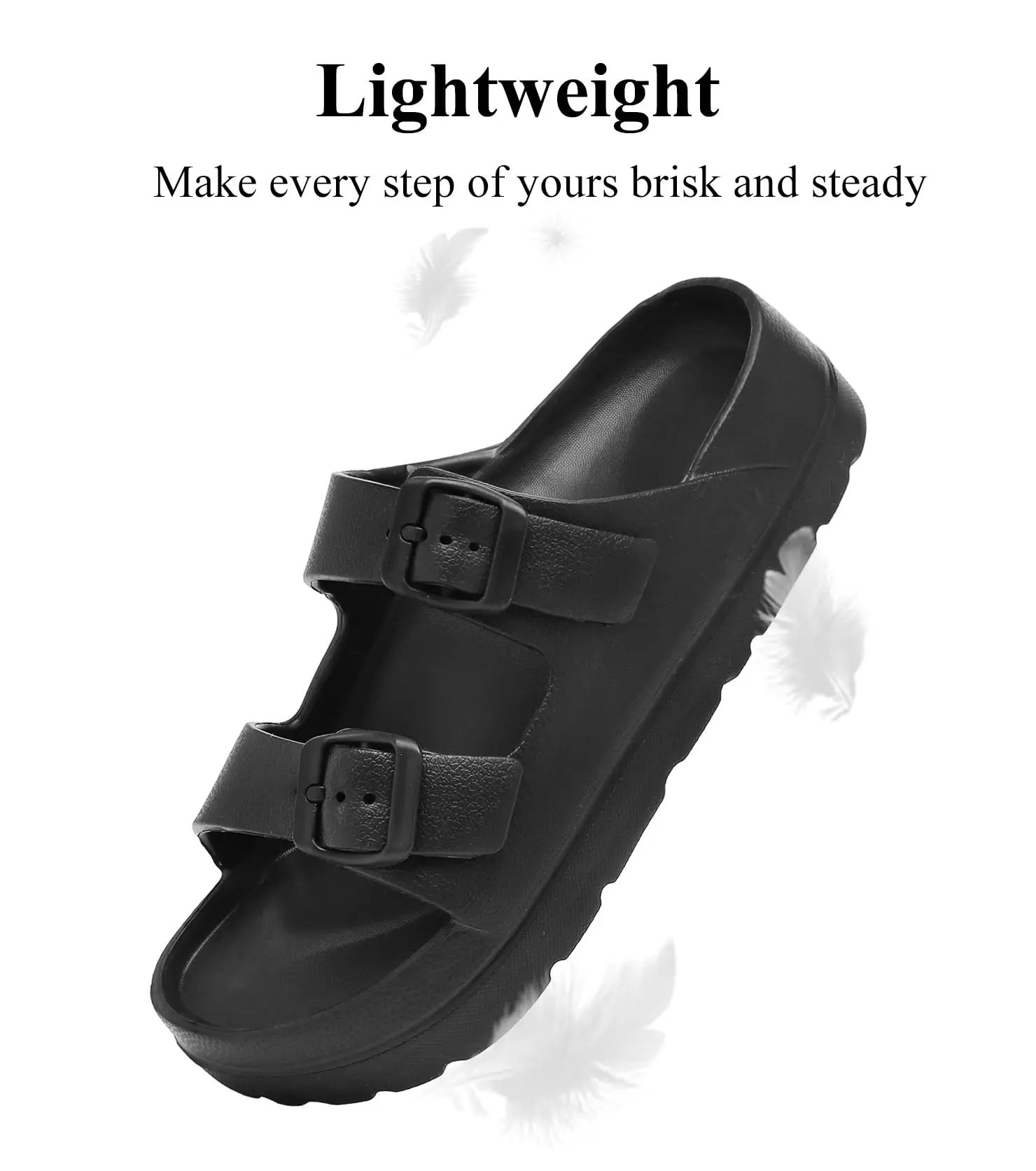 Bebealy Womens Platform Sandals With Arch Support Beach Summer Sandals Adjustable Buckle Woman Comfort Lightweight EVA Slides - Image 2