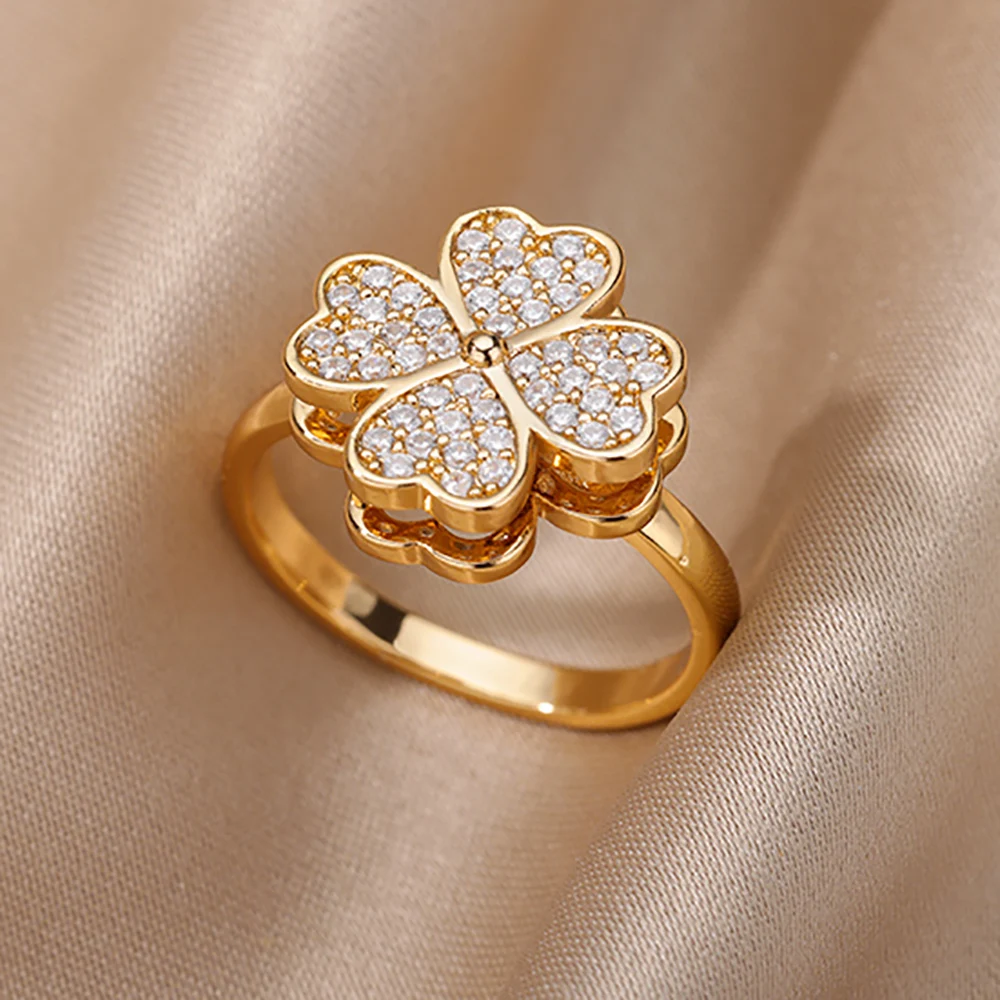 Luxury Zircon Geometric Rings For Women Stainless Steel Gold Color Open Ring Trendy Wedding Party Aesthetic Jewerly Gift Femme - Image 7