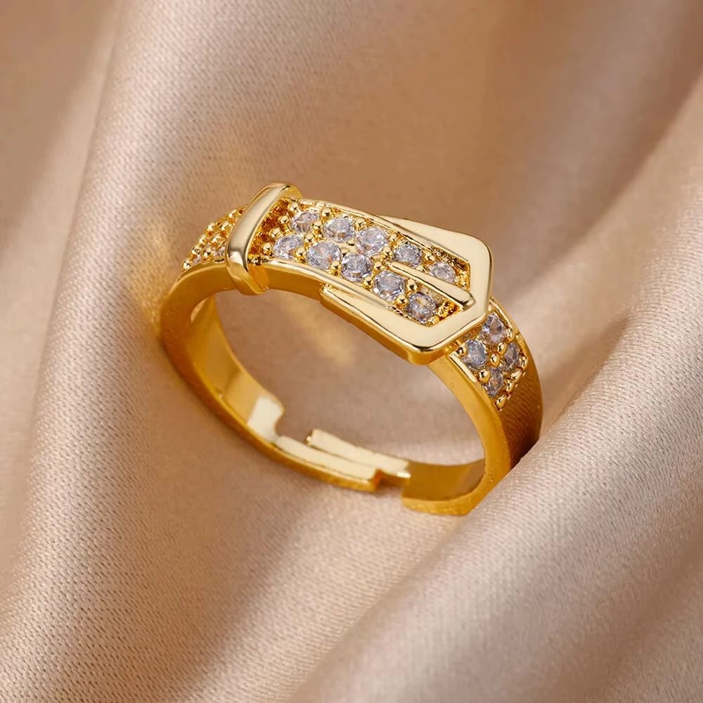 Luxury Zircon Geometric Rings For Women Stainless Steel Gold Color Open Ring Trendy Wedding Party Aesthetic Jewerly Gift Femme - Image 18