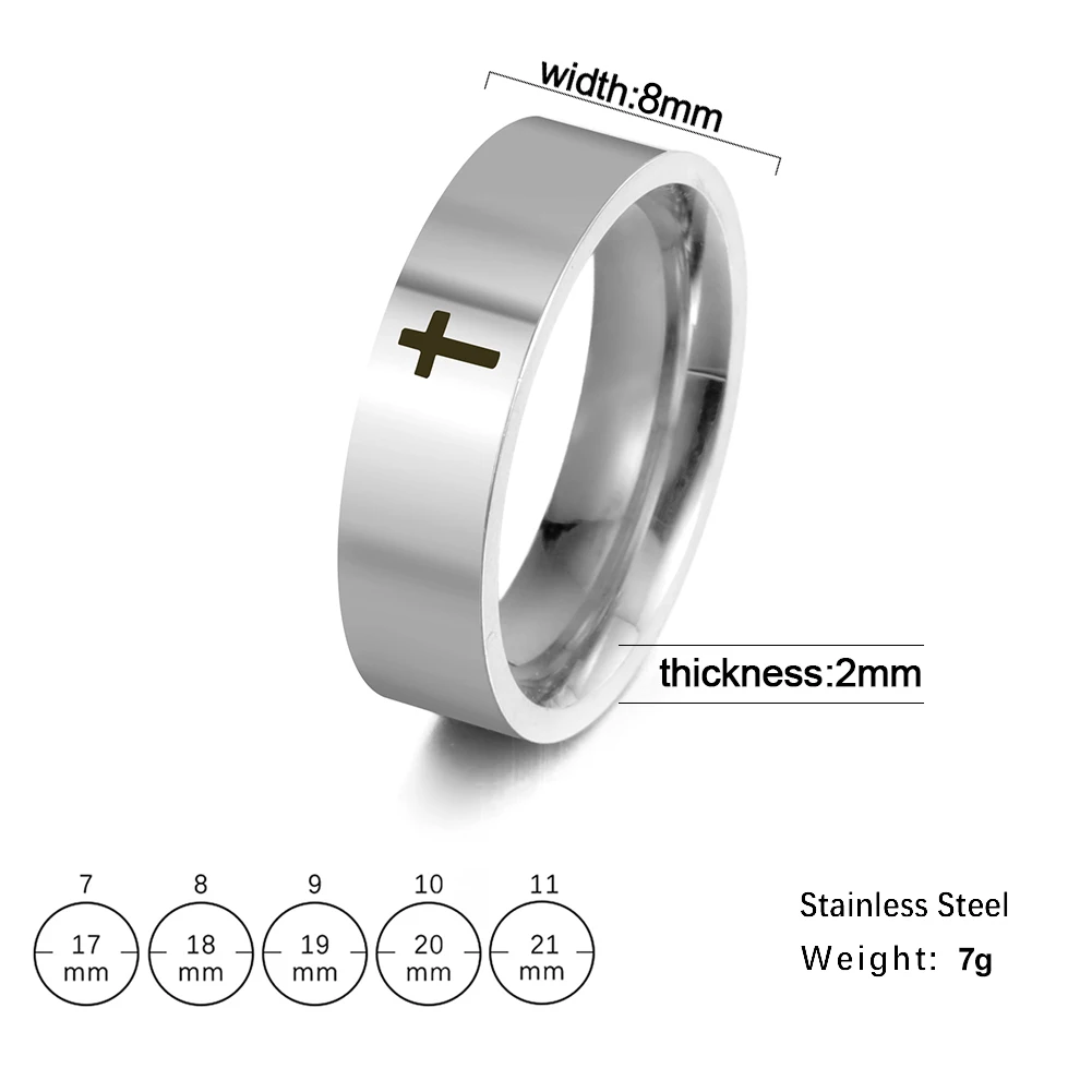 COOLTIME Gothic Cross Couple Rings Stainless Steel Silver Color Jesus Cross Finger Ring for Men Women Punk Jewelry Wedding Gift - Image 8