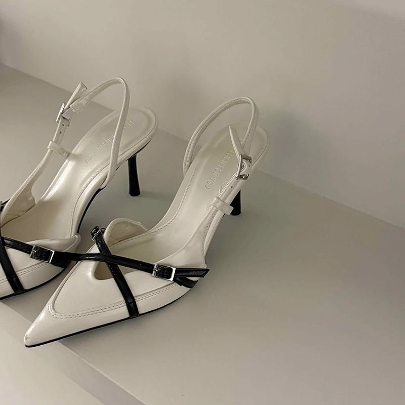 Street Style Pointed Toe Women Muels Sandals Design Style High Heels Banquet Party Dress Sandalias Shoes