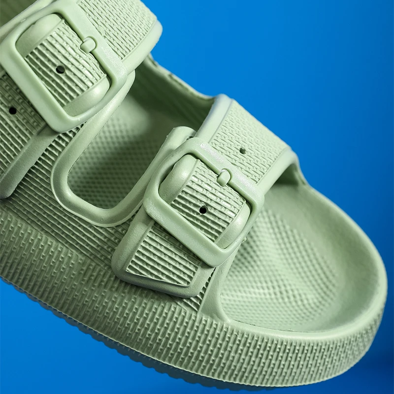 2023 New Adjustable Slippers Thick Sole Slippers Double Buckle Home Bathroom Anti Slip Cloud Slippers Women Outdoor Beach Slides - Image 6