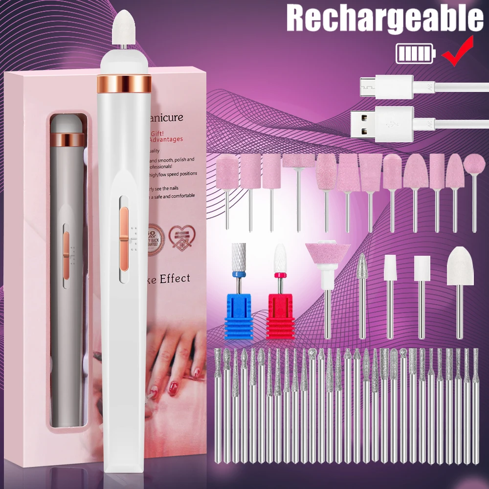 YIKOOLIN 5 in 1 Electric Nail Polish Drill Machine USB Charge Portable Manicure Set Exfoliation and Polishing for Nail Salon - Image 8