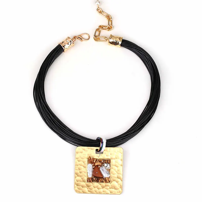 Statement Vintage Necklace with Square Pendant for Women Girl Trendy Wedding Party Jewelry - Image 7