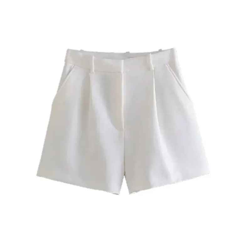 Mooyufon Women Fashion Side Pockets Front Darts Bermuda Shorts Vintage High Waist Zipper Fly Female Short Pants Mujer - Image 5