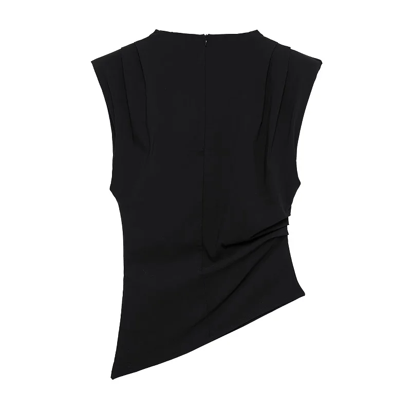 MUJER Asymmetric Tank Top Female Ruched Sleeveless Tops for Women High Neck Strapless Top Women Fashion Aesthetic Tops Woman - Image 6