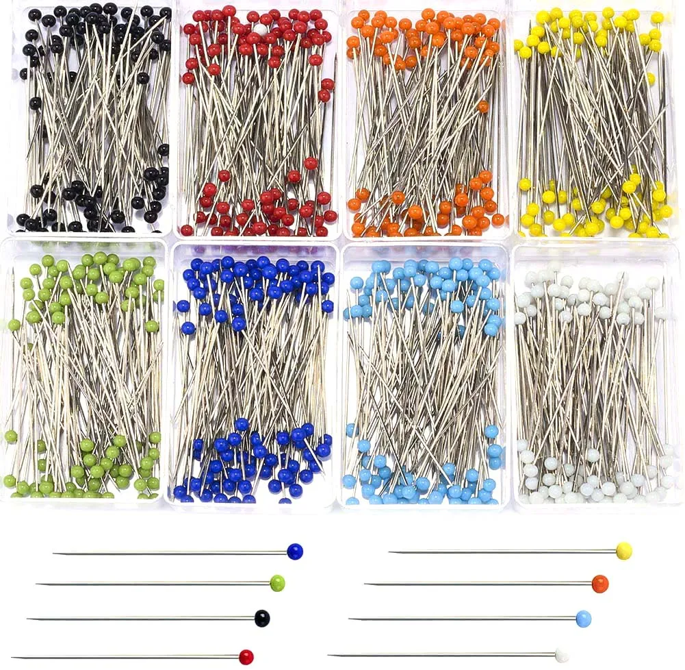 100Pcs/Box 38mm Sewing Pins Glass Ball Multicolor Head Pins Straight Quilting Heads Pins DIY Crafts Sewing Fabric