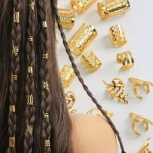 40pcs Metal Hair Rings Beads Cuffs Tubes Charms Hollow Out Dread African Hair Braids mix Hair Braider Decoration Accessories