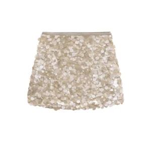 2025 Spring/Summer Women's French Design Short Style Bead embellished Sequin Fashion Style Punk Mini Skirt