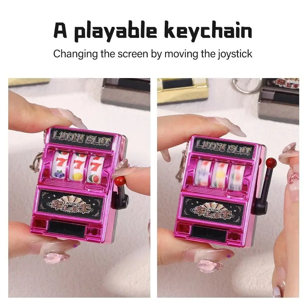 Mini Gambling Slot Machine Key Chains Creative Arcade Pocket Fruit Lucky Jackpot Gadget Antistress Toy Funny Games Keychain Ring - Image 6