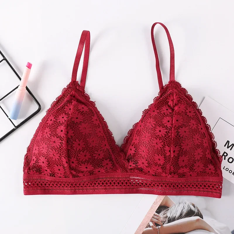 Sexy Floral Lace Bra Top For Women Push Up Female Lingerie breathable Bralette Removable Pad Thin Fashion New Wireless Bras - Image 10