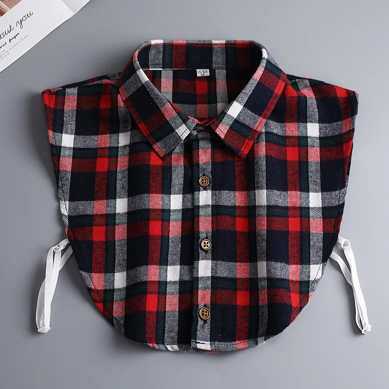 Men's Pure Cotton Plaid Shirt Pointed Collar Leisure Non Ironing Shirts Fake Collar Apparel Accessories Ties for Men - Image 2