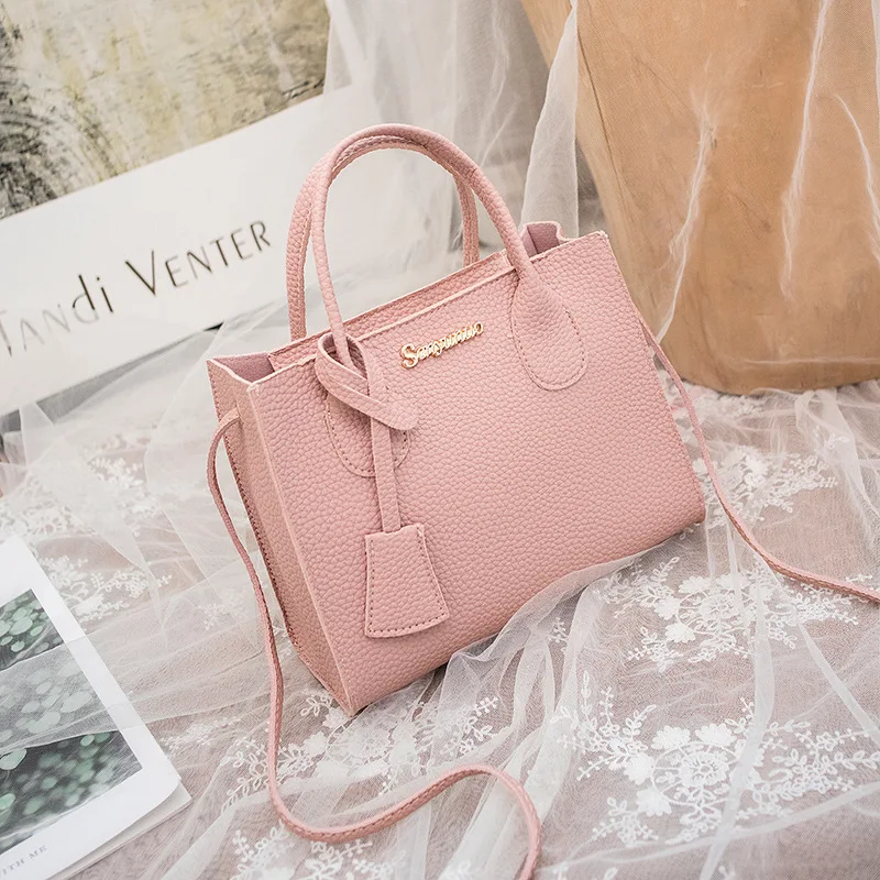 Solid Color Lychee Grain Ladies Handbags Single-shoulder Crossbody Handheld Triple-use Satchel Portable Leisure Bag - Image 7