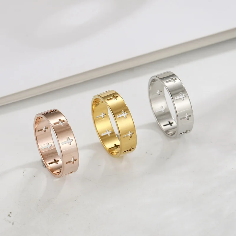 COOLTIME Gothic Cross Couple Rings Stainless Steel Silver Color Jesus Cross Finger Ring for Men Women Punk Jewelry Wedding Gift - Image 2