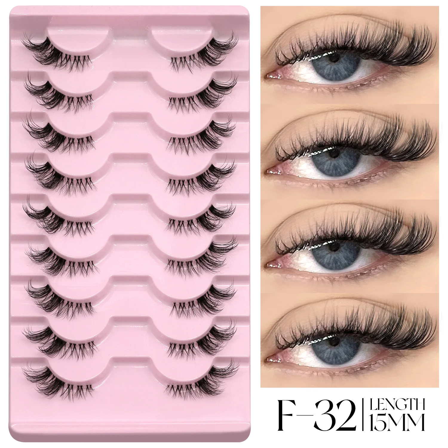 GROINNEYA Half Eyelashes Fluffy Cat Eye Lashes Style Natural Long 3D Faux Mink Lashes Winged End Eye Elongated Eyelash Extension - Image 7