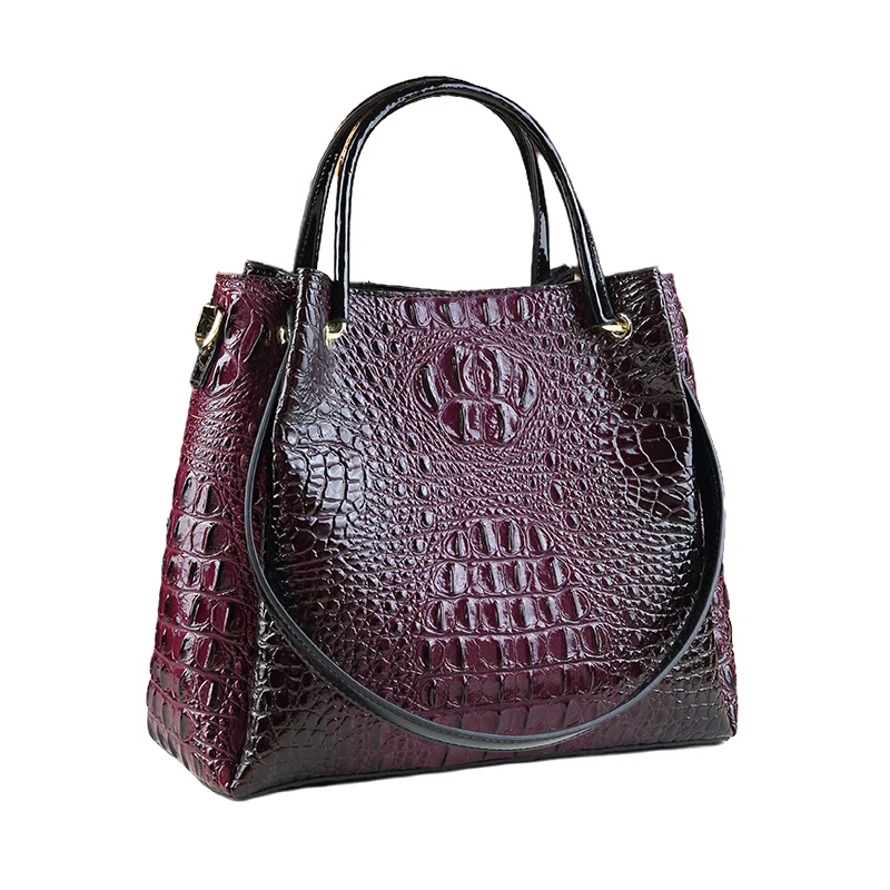 Genuine Leather Women Handbags New Tote Bag Fashion Crocodile Print Bucket Bag Retro Shoulder Messenger Bags Trend 2025 - Image 5