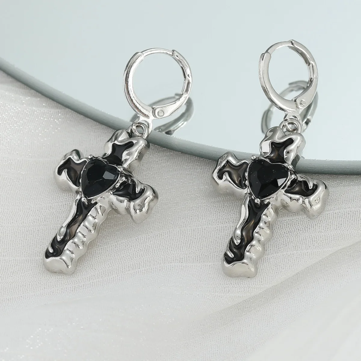 Simple Silver Color Star Earrings for Women Opal Stone Heart Hoop Earrings Punk Y2K Cute Daily Wear Jewelry Party Gifts - Image 8