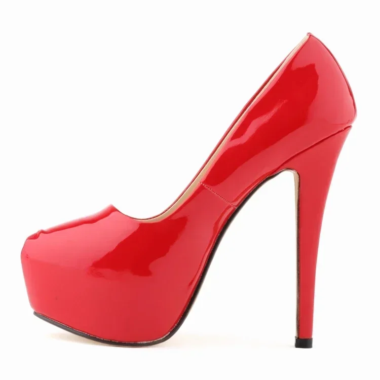 Women Sexy Pumps Stilettos 14cm Super High Heels Round Toes Platform Thin Heel NightClub Party Dress Red Wedding Shoes Big Size - Image 14