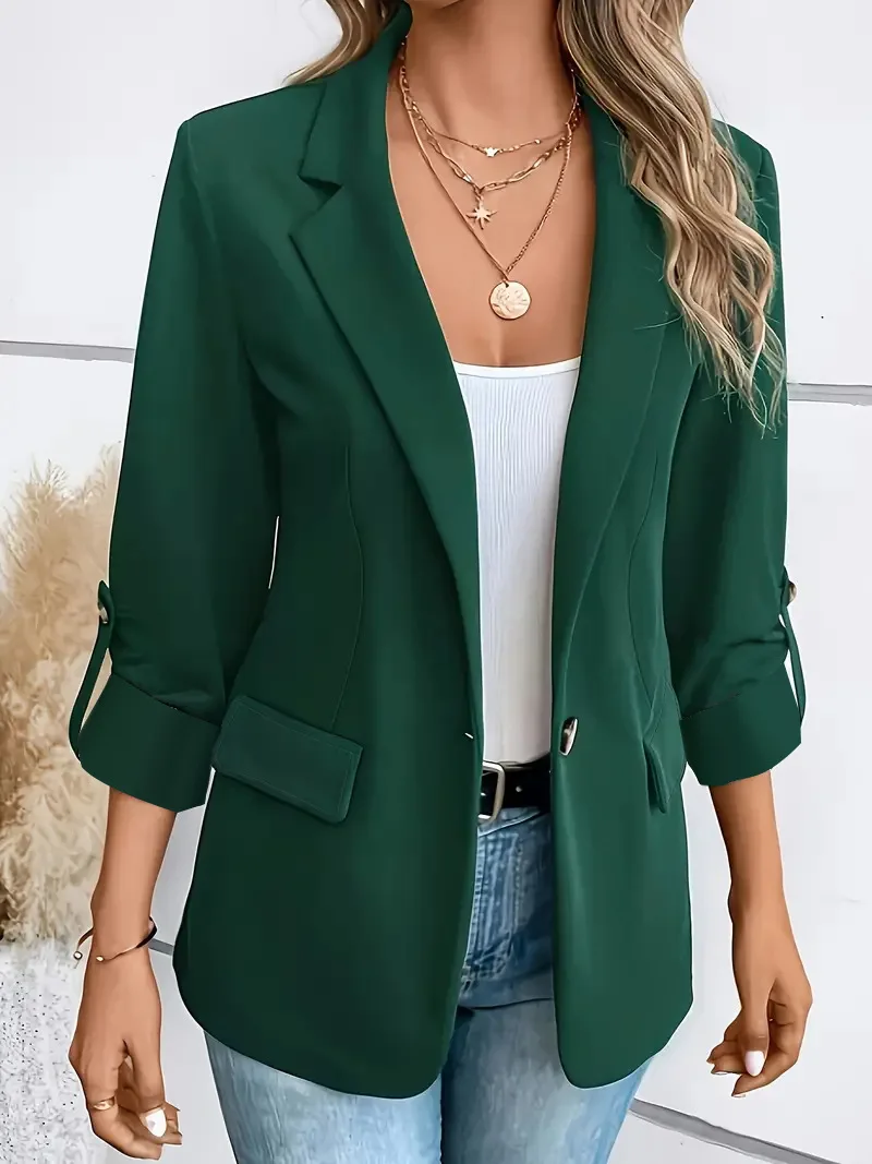 New Women's Blazers Long-sleeved Cardigan Single Button Simple Office Suit Top Commuting Fashion Versatile Basic Coats - Image 10
