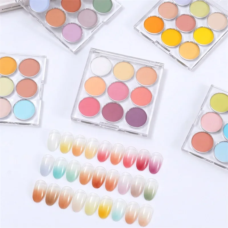 HNDO New Spring Summer 9 in 1 Case Solid Powder Gradient Powder Nail Glitter for Nail Art Decor Manicure Design Pigment Dust - Image 2