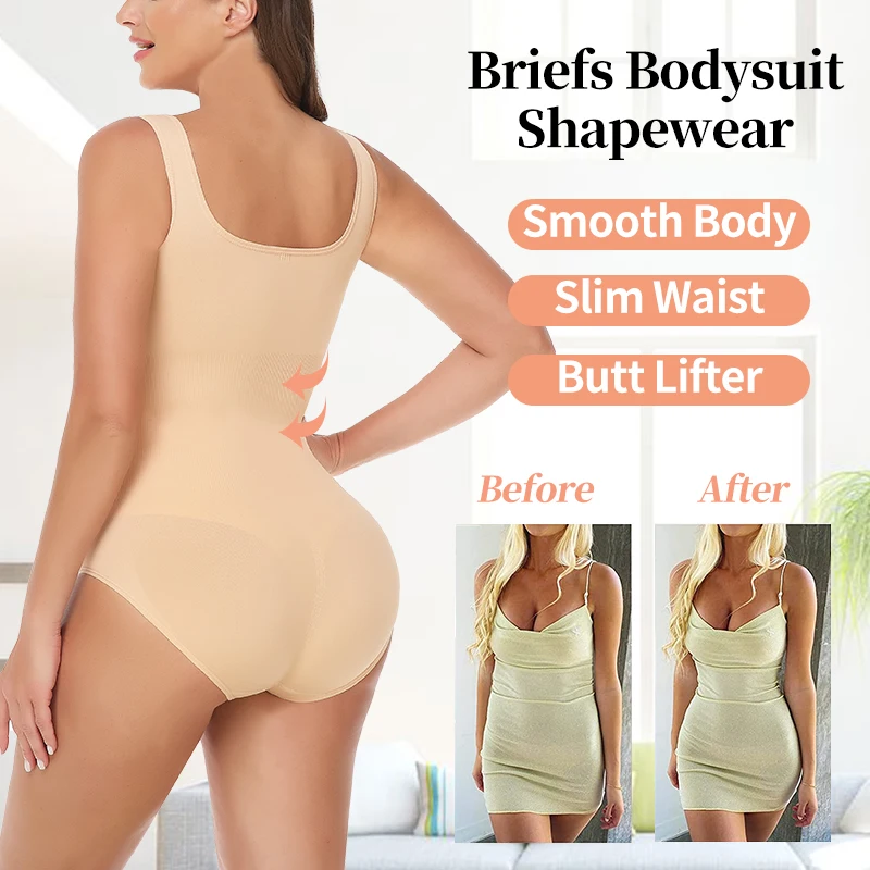 Bodysuit Women Shapewear Tummy Control Butt Lifter Body Shaper Smooth Invisible Under Dress Slimming Underwear Low Neck Jumpsuit - Image 3