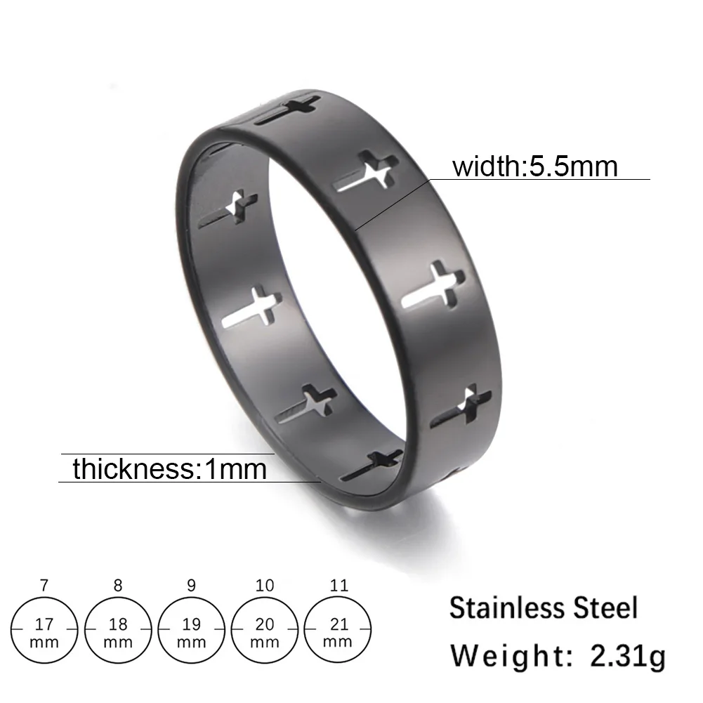 COOLTIME Gothic Cross Couple Rings Stainless Steel Silver Color Jesus Cross Finger Ring for Men Women Punk Jewelry Wedding Gift - Image 14