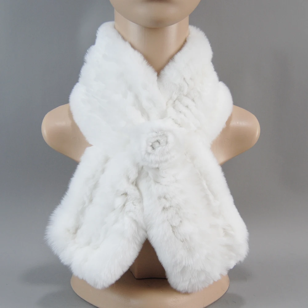 New Style Hand Knitted Real Natural Rex Rabbit Fur Scarf Women Winter Warm Rex Rabbit Fur Scarves Lady Soft Real Fur Neckerchief - Image 30