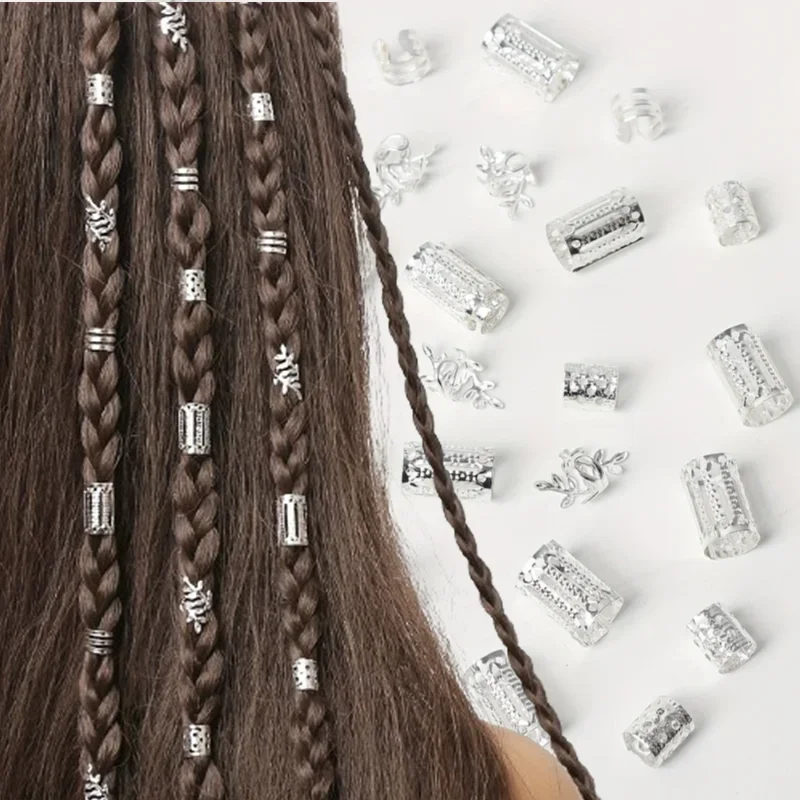 40pcs Metal Hair Rings Beads Cuffs Tubes Charms Hollow Out Dread African Hair Braids mix Hair Braider Decoration Accessories - Image 2