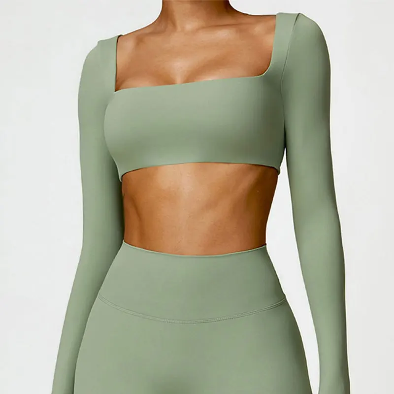 New Yoga Long sleeved Women's Outdoor Running Fitness Wear T-shirt Long sleeved Yoga Shirt Gym Push Up Workout Single Piece Top - Image 3