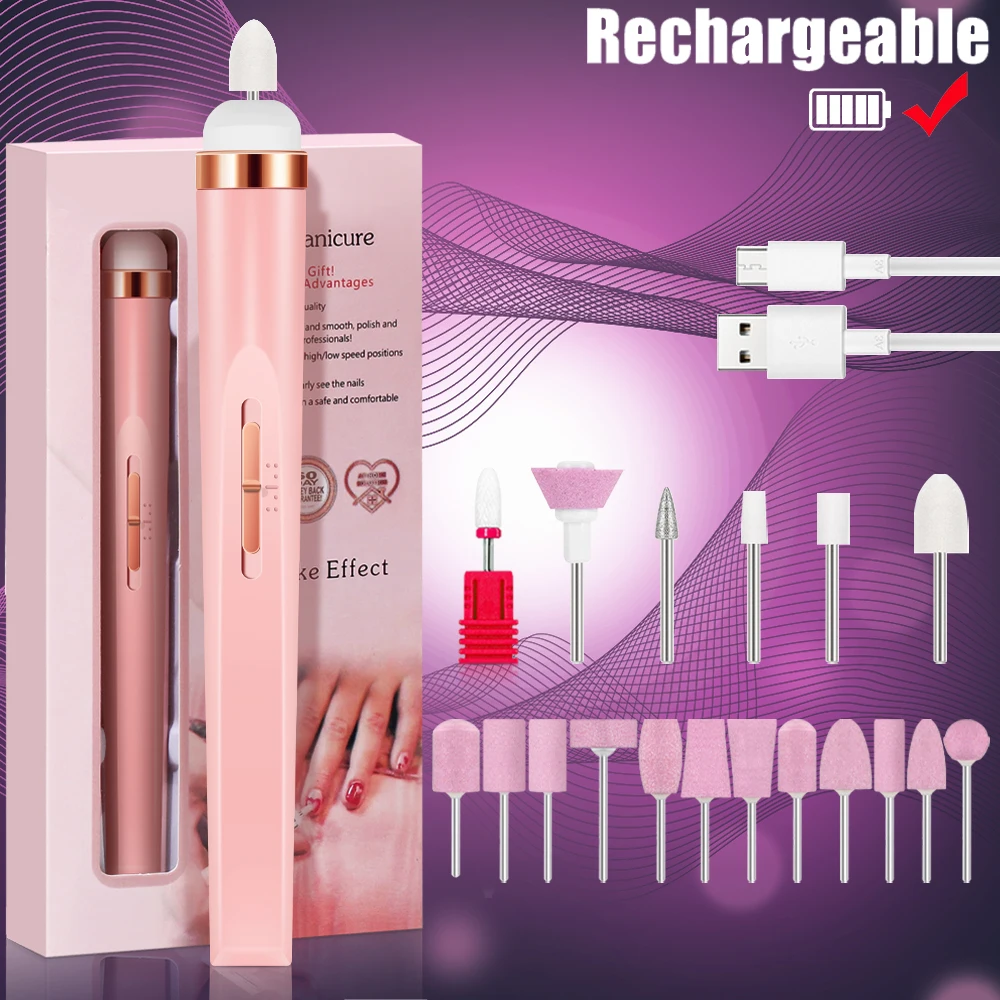 YIKOOLIN 5 in 1 Electric Nail Polish Drill Machine USB Charge Portable Manicure Set Exfoliation and Polishing for Nail Salon - Image 12